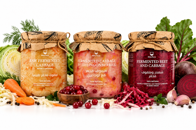 Discovery Trio: Fermented Cabbage, Cabbage with Lingonberries, Cabbage with Beetroot